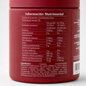 Creatine + HMB BENE — reverso del envase con ingredientes y dosificación