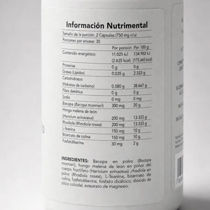 Daily Nootropic Blend BENE — reverso del envase con ingredientes y modo de uso