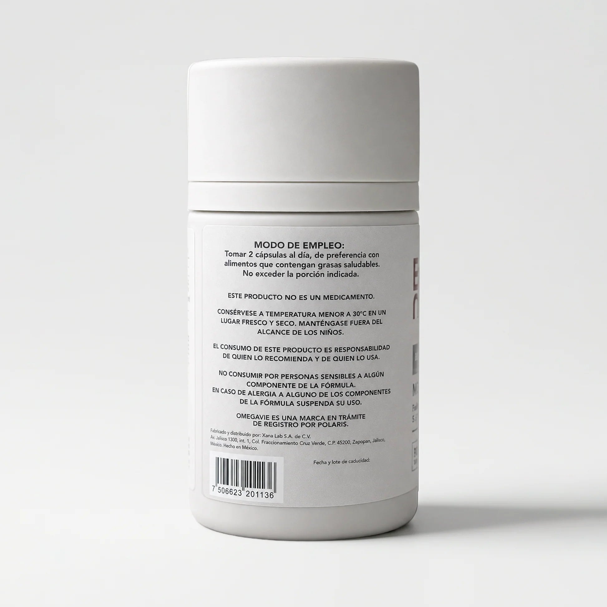 High DHA Omega 3 BENE — vista lateral del envase para salud cerebral y cardiovascular