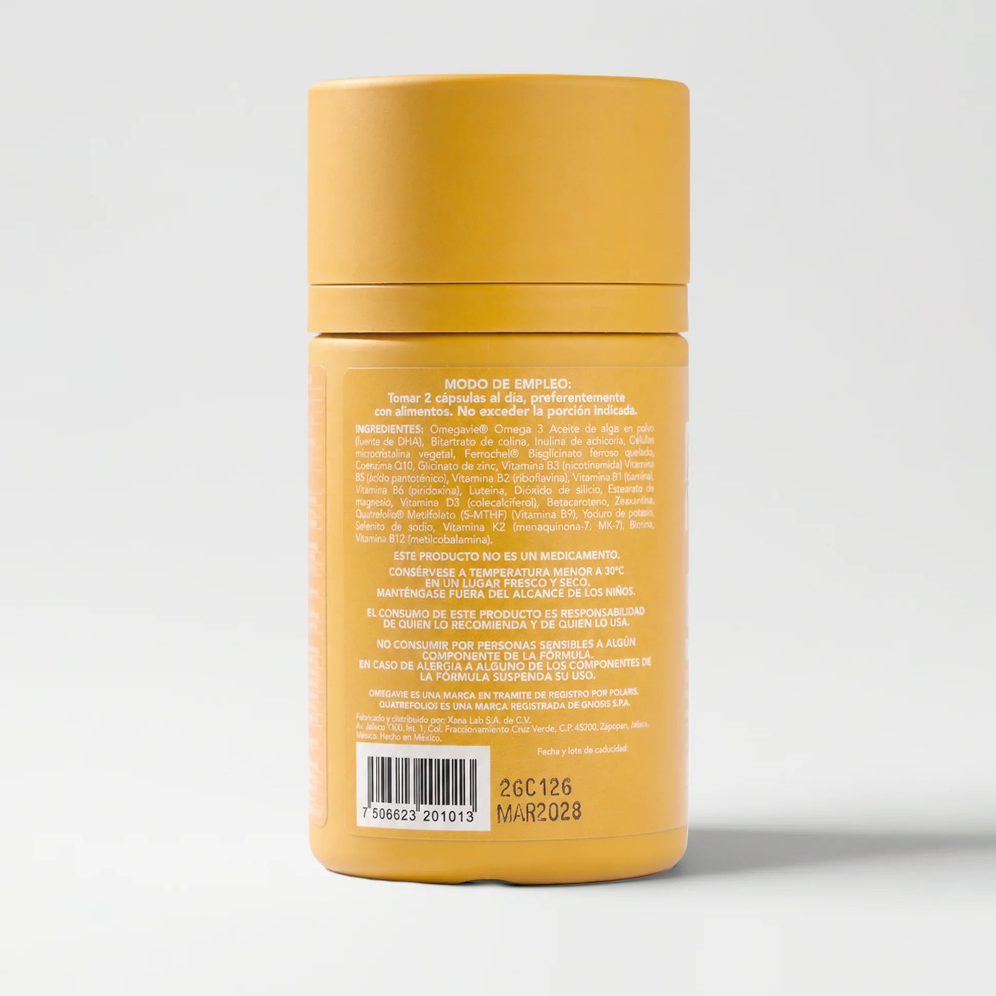 Maternal Complex BENE — vista lateral del suplemento prenatal premium